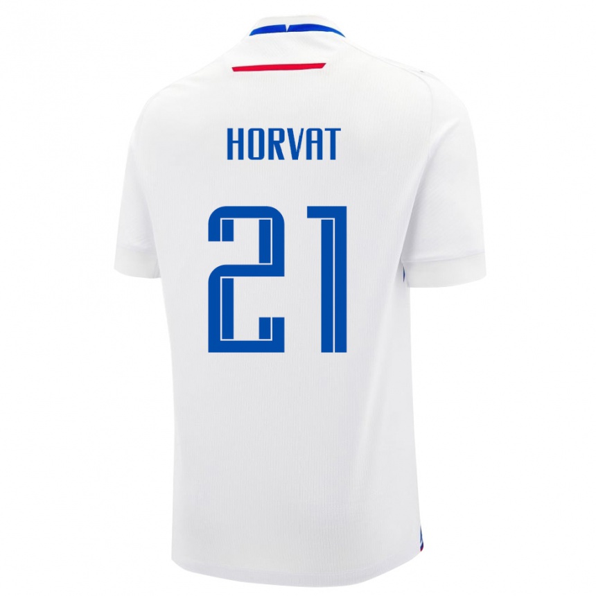 נשים כדורגל סלובקיה Adam Horvat #21 לבן כחול הרחק ג'רזי 26-28