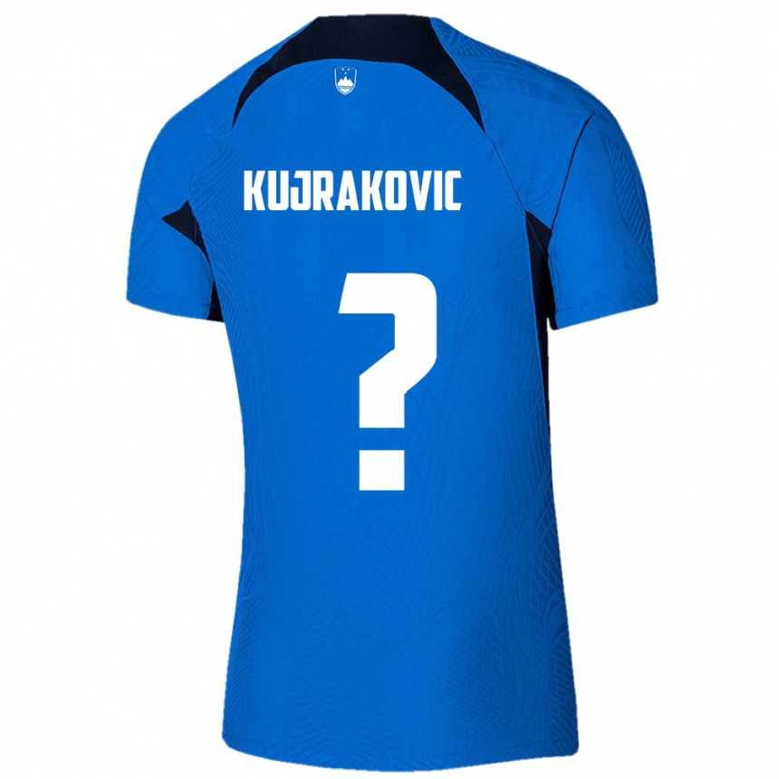 נשים כדורגל סלובניה Minel Kujrakovic #0 כחול לבן הרחק ג'רזי 26-28