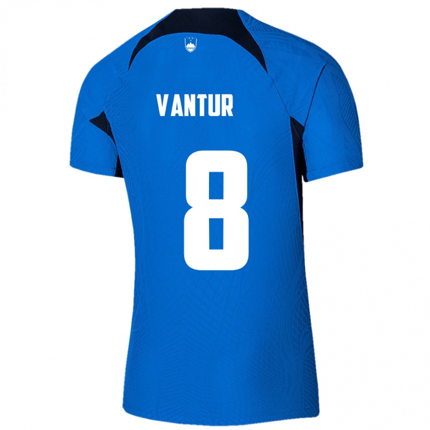 נשים כדורגל סלובניה Bor Vantur #8 כחול לבן הרחק ג'רזי 26-28