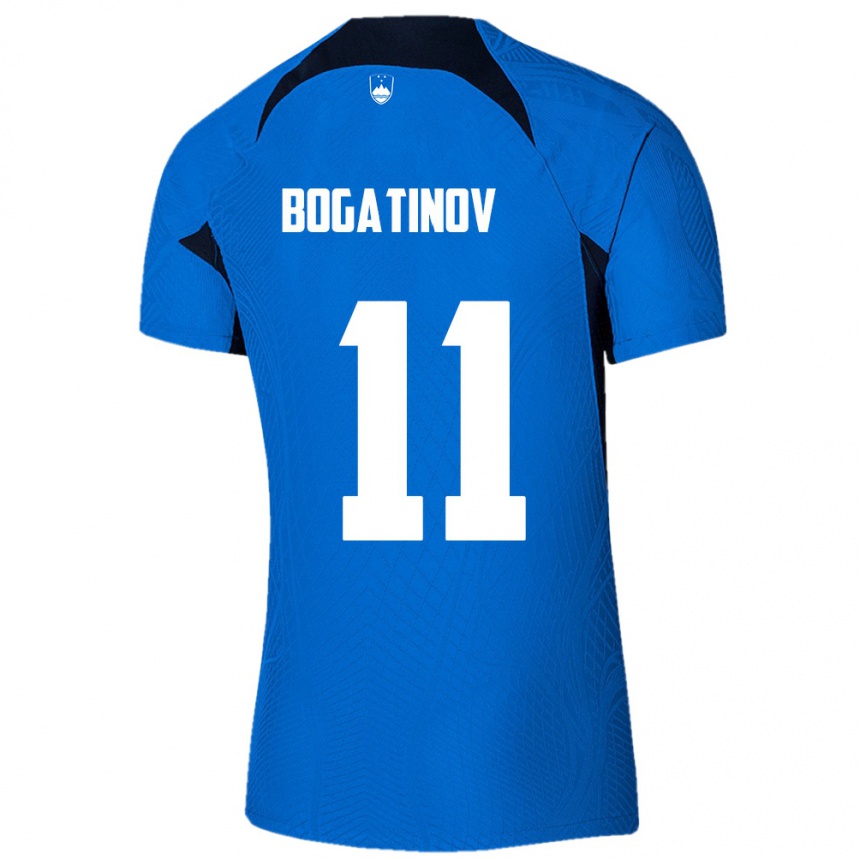 נשים כדורגל סלובניה Gabriel Bogatinov #11 כחול לבן הרחק ג'רזי 26-28