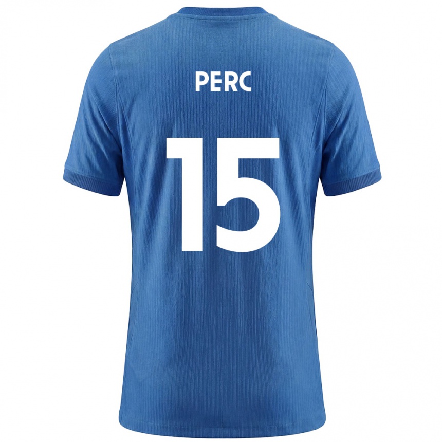 נשים כדורגל סלובניה Nick Perc #15 כחול לבן הרחק ג'רזי 26-28