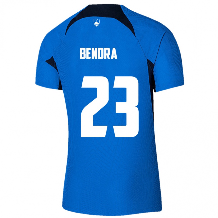 נשים כדורגל סלובניה Kristjan Bendra #23 כחול לבן הרחק ג'רזי 26-28