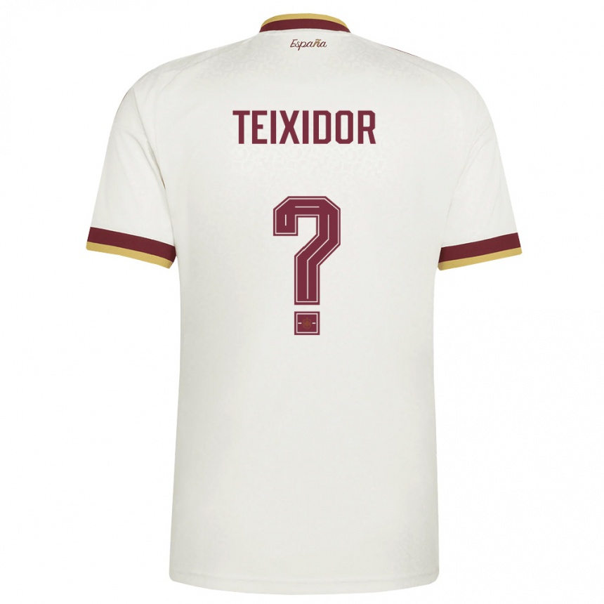 נשים כדורגל ספרד Nil Teixidor #0 שמנת בורדו הרחק ג'רזי 26-28