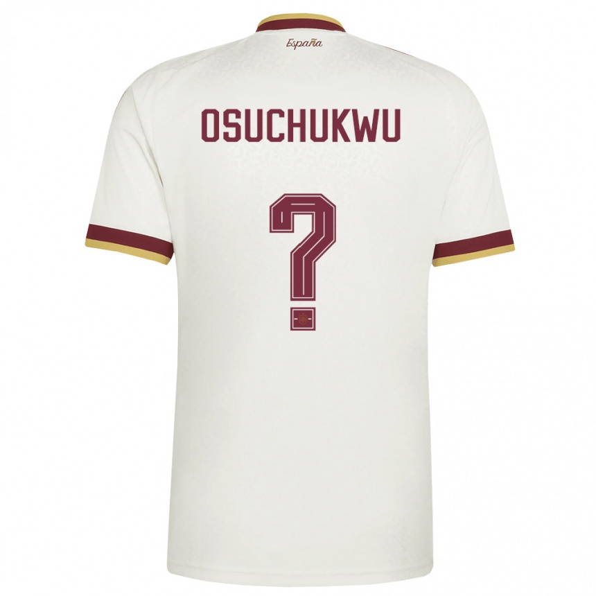 נשים כדורגל ספרד Darlington Osuchukwu #0 שמנת בורדו הרחק ג'רזי 26-28