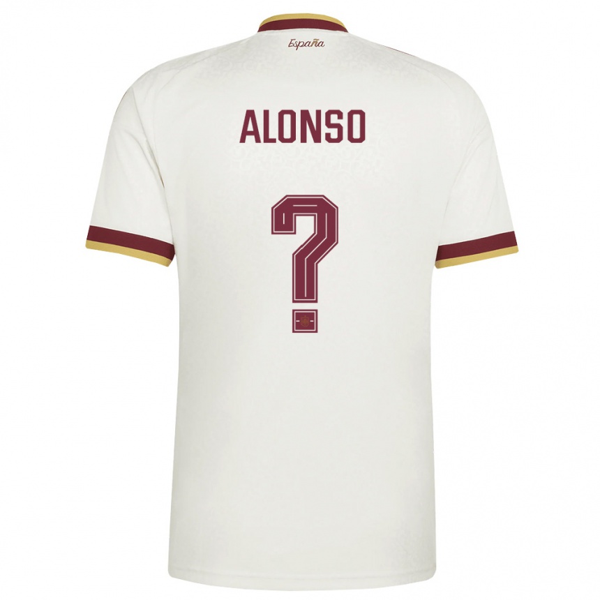 נשים כדורגל ספרד German Alonso #0 שמנת בורדו הרחק ג'רזי 26-28