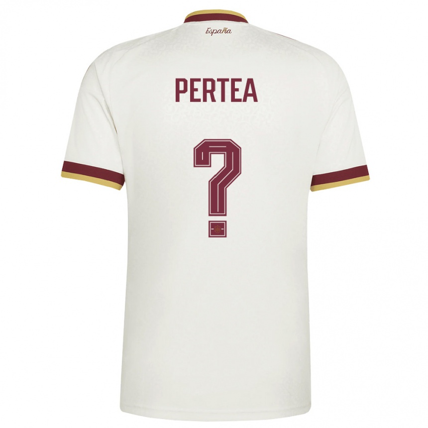 נשים כדורגל ספרד Raul Pertea #0 שמנת בורדו הרחק ג'רזי 26-28