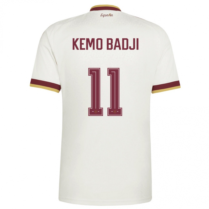 נשים כדורגל ספרד Abdou Kemo Badji #11 שמנת בורדו הרחק ג'רזי 26-28