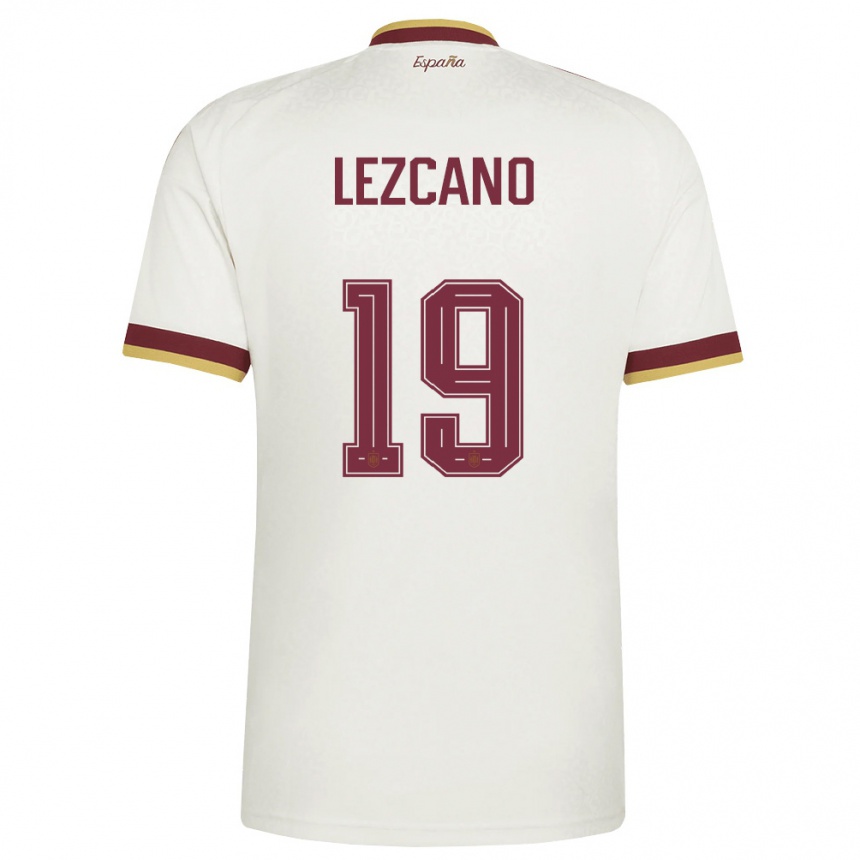 נשים כדורגל ספרד Álvaro Lezcano #19 שמנת בורדו הרחק ג'רזי 26-28