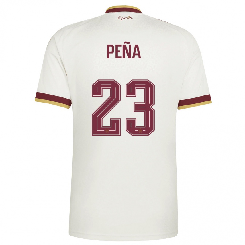 נשים כדורגל ספרד Pablo Peña #23 שמנת בורדו הרחק ג'רזי 26-28