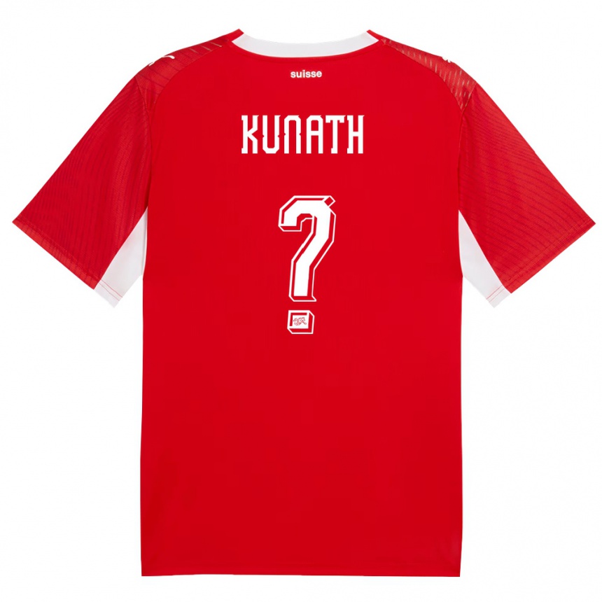 ילדים כדורגל שווייץ Lucas Kunath #0 אדום לבן ג'רזי ביתית 26-28