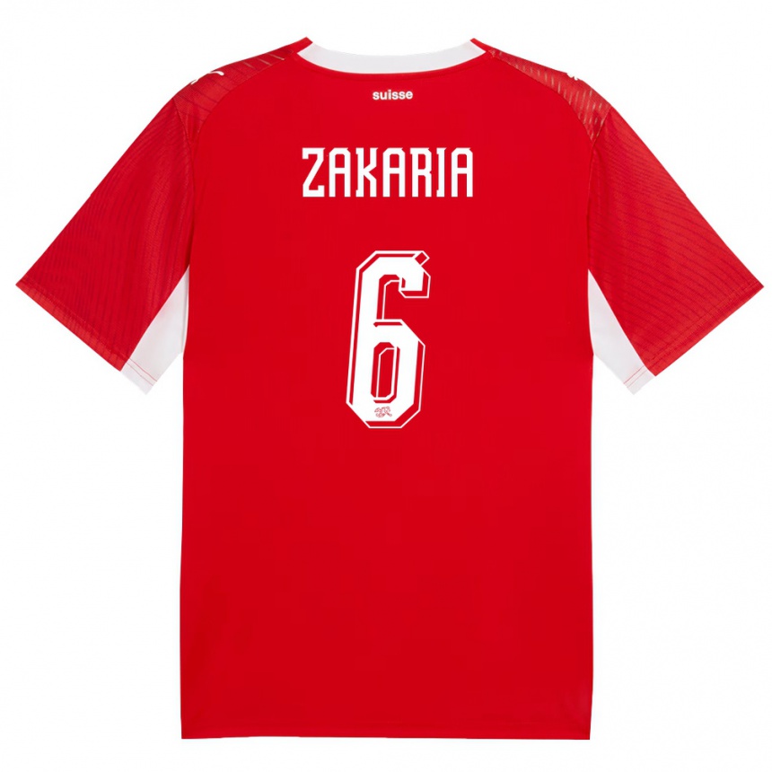 ילדים כדורגל שווייץ דניס זקאריה #6 אדום לבן ג'רזי ביתית 26-28