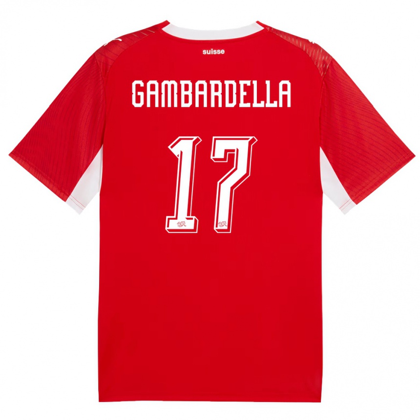 ילדים כדורגל שווייץ Matteo Gambardella #17 אדום לבן ג'רזי ביתית 26-28