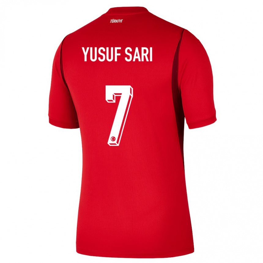 ילדים כדורגל טורקיה Yusuf Sarı #7 אדום בורדו ג'רזי ביתית 26-28