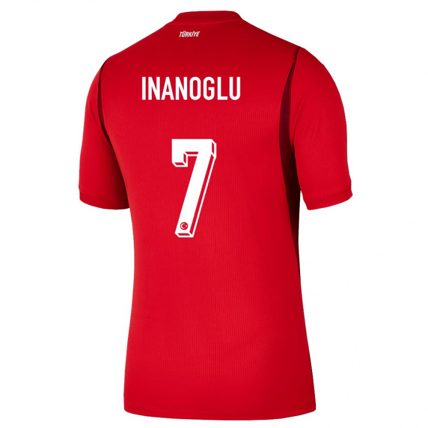 ילדים כדורגל טורקיה Kaan İnanoğlu #7 אדום בורדו ג'רזי ביתית 26-28