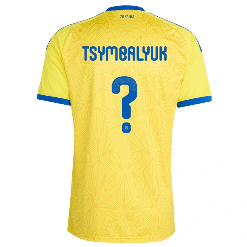 ילדים כדורגל אוקראינה Maksym Tsymbalyuk #0 צהוב כחול ג'רזי ביתית 26-28