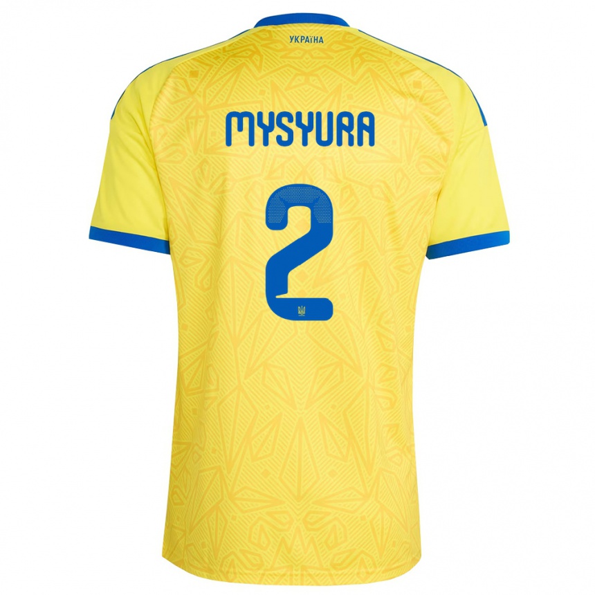 ילדים כדורגל אוקראינה Maksym Mysyura #2 צהוב כחול ג'רזי ביתית 26-28