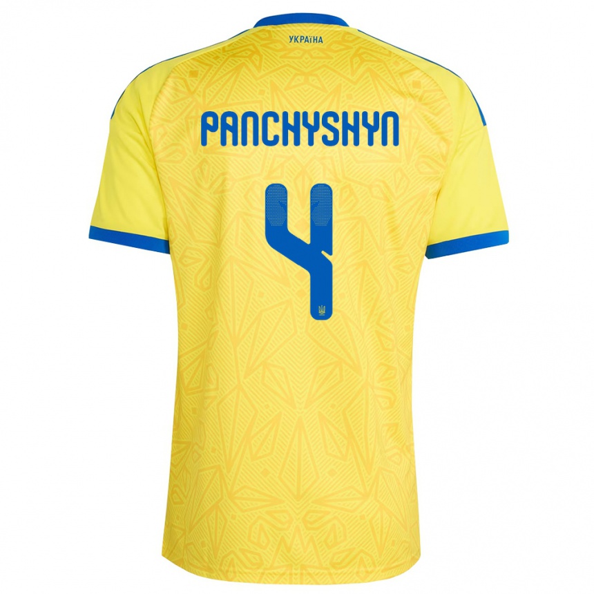 ילדים כדורגל אוקראינה Markiyan Panchyshyn #4 צהוב כחול ג'רזי ביתית 26-28