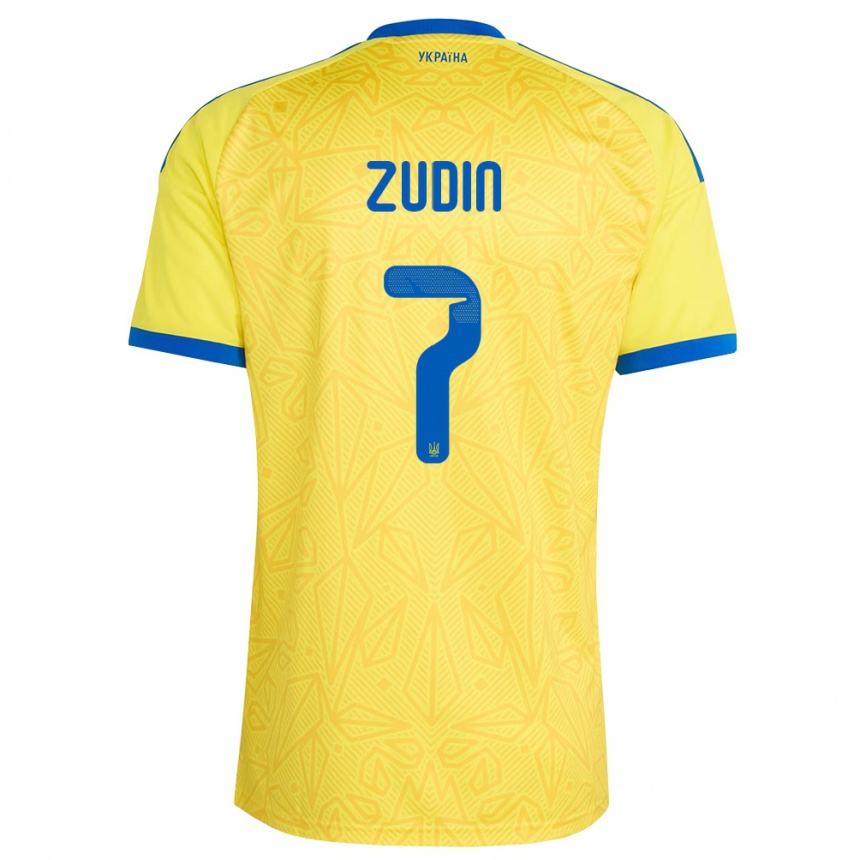 ילדים כדורגל אוקראינה Dmytro Zudin #7 צהוב כחול ג'רזי ביתית 26-28