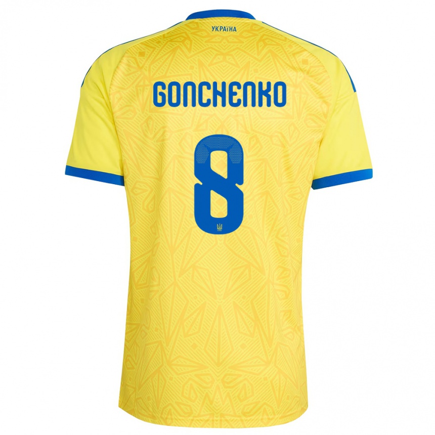 ילדים כדורגל אוקראינה Damir Gonchenko #8 צהוב כחול ג'רזי ביתית 26-28