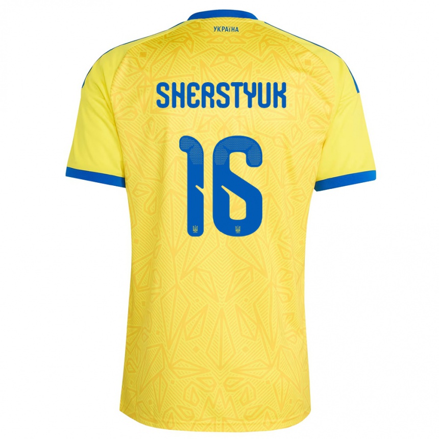 ילדים כדורגל אוקראינה Yegor Sherstyuk #16 צהוב כחול ג'רזי ביתית 26-28