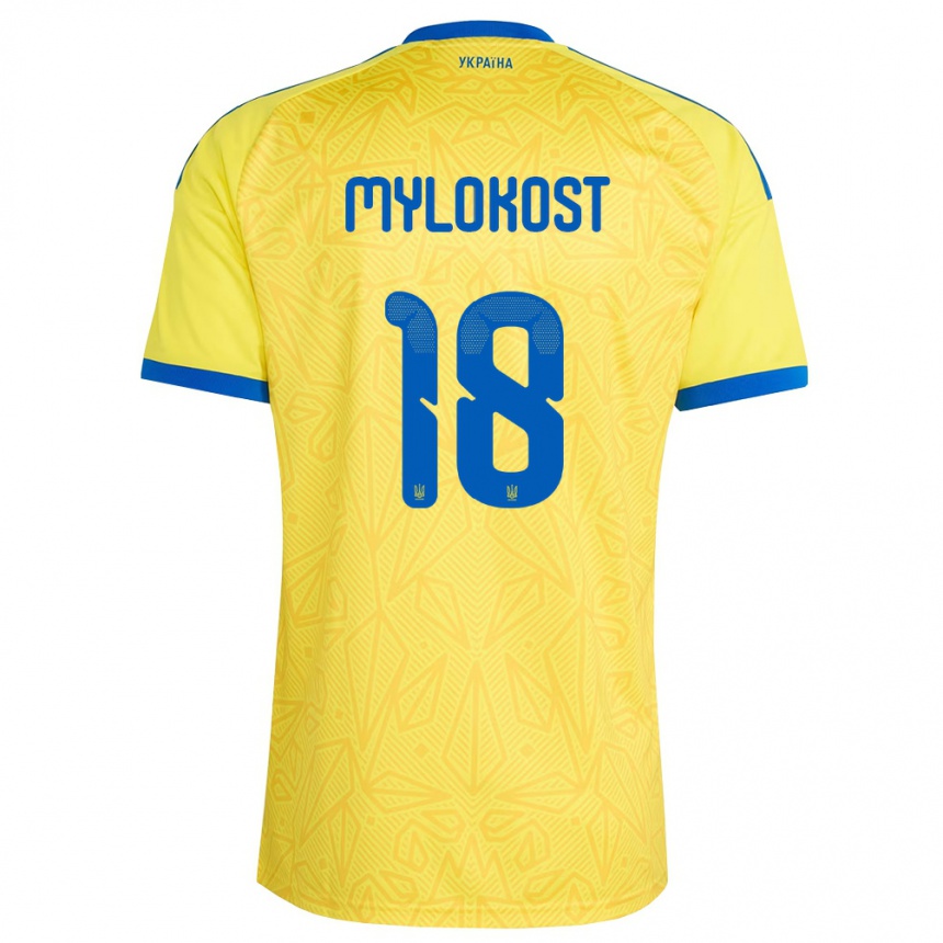 ילדים כדורגל אוקראינה Yaroslav Mylokost #18 צהוב כחול ג'רזי ביתית 26-28