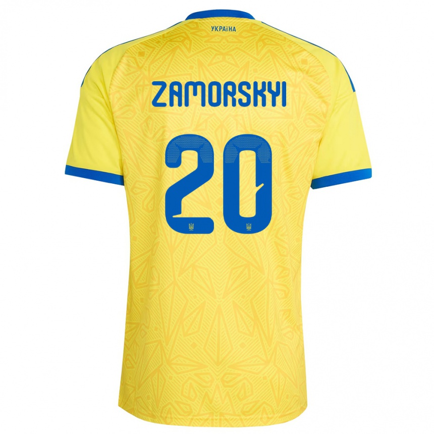 ילדים כדורגל אוקראינה Artem Zamorskyi #20 צהוב כחול ג'רזי ביתית 26-28