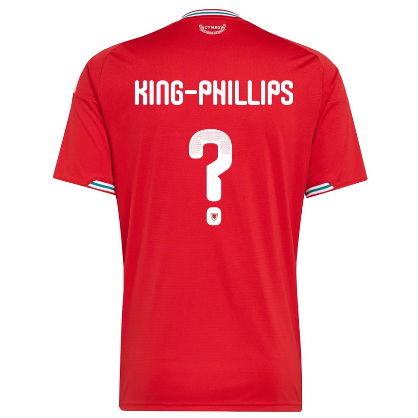 ילדים כדורגל ויילס Zac King-Phillips #0 אדום לבן ירוק ג'רזי ביתית 26-28