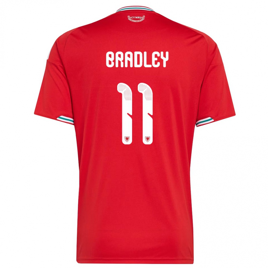 ילדים כדורגל ויילס Sion Bradley #11 אדום לבן ירוק ג'רזי ביתית 26-28