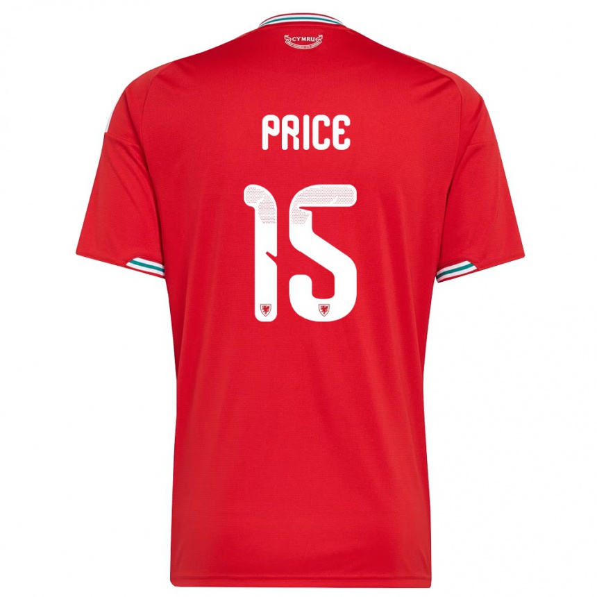 ילדים כדורגל ויילס Tom Price #15 אדום לבן ירוק ג'רזי ביתית 26-28