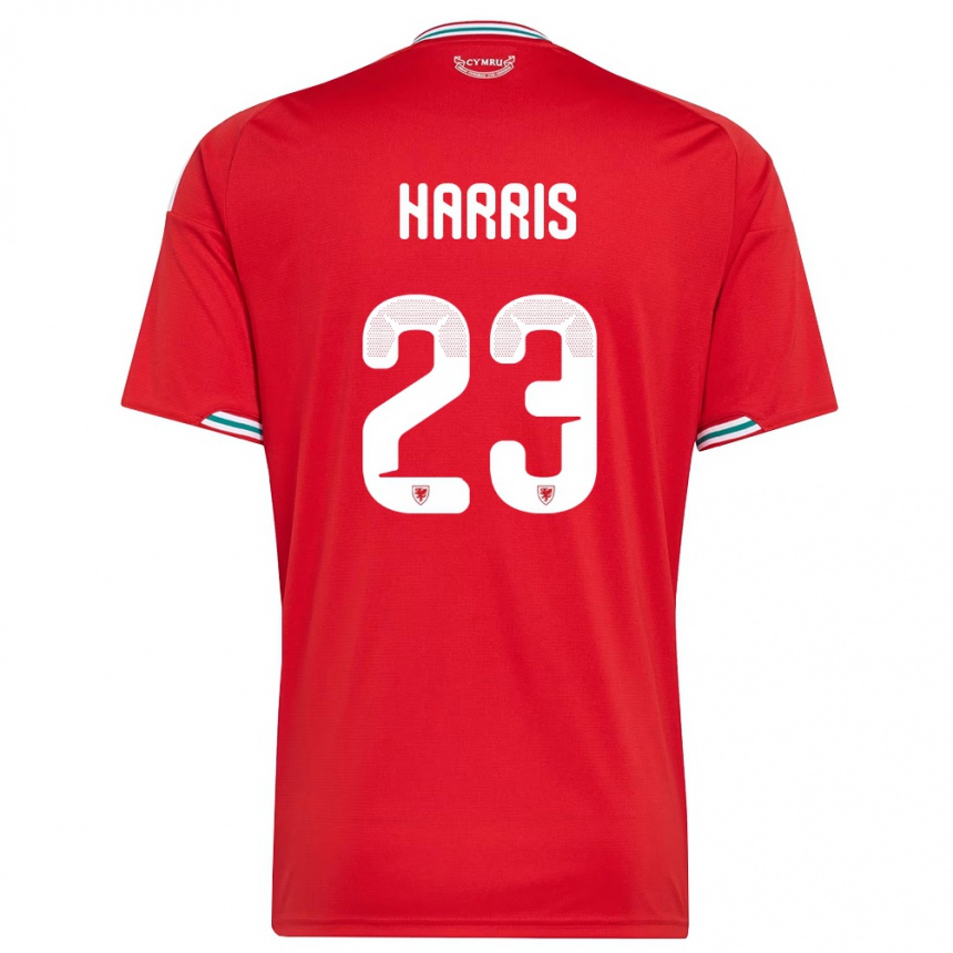 ילדים כדורגל ויילס Archie Harris #23 אדום לבן ירוק ג'רזי ביתית 26-28