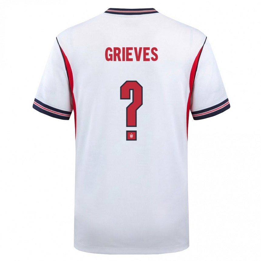 ילדים כדורגל אנגליה Xander Grieves #0 לבן כהה אדום ג'רזי ביתית 26-28
