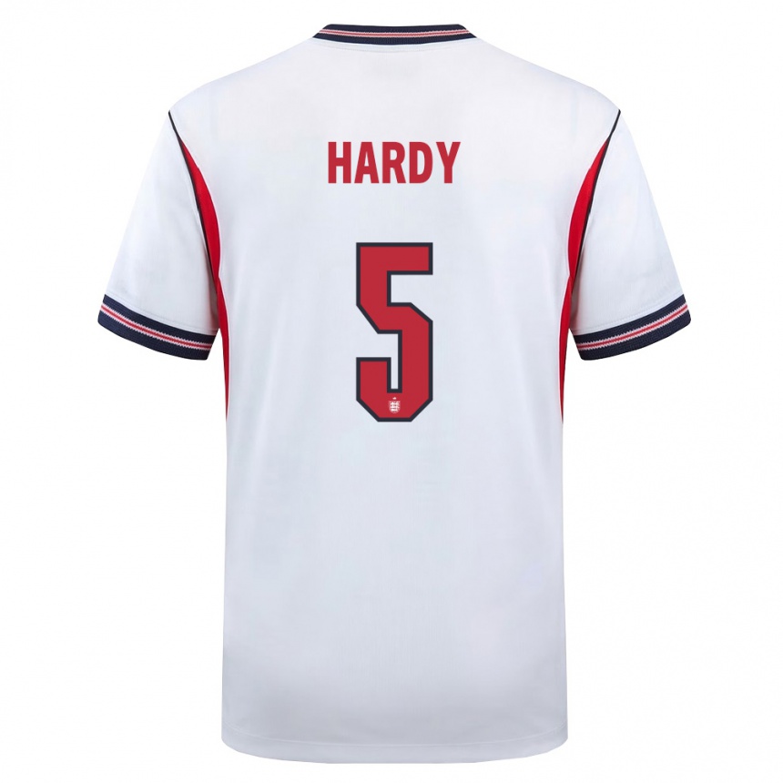 ילדים כדורגל אנגליה Malachi Hardy #5 לבן כהה אדום ג'רזי ביתית 26-28