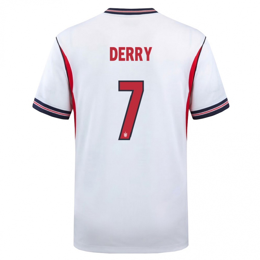 ילדים כדורגל אנגליה Jesse Derry #7 לבן כהה אדום ג'רזי ביתית 26-28