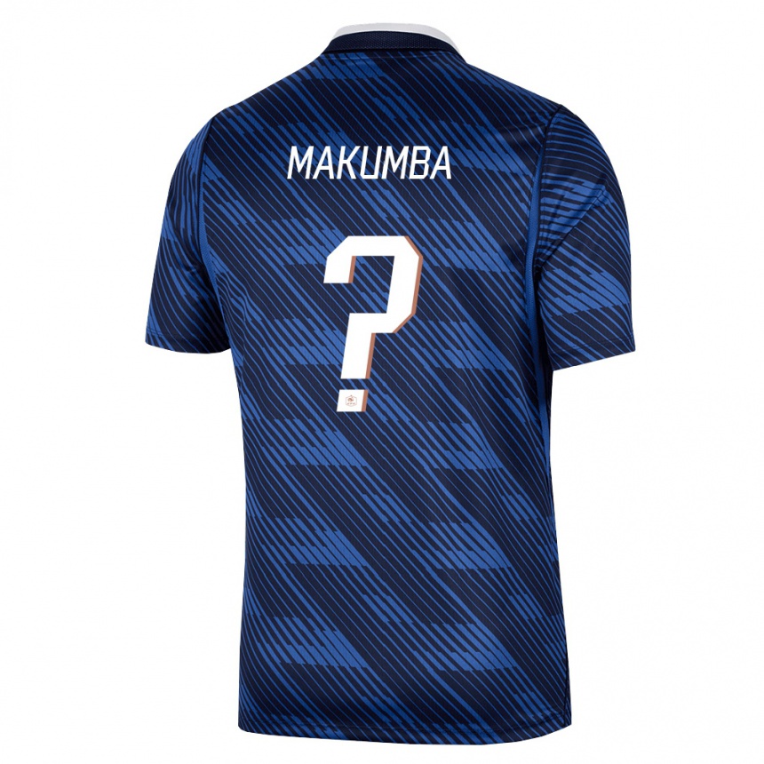 ילדים כדורגל צרפת Enzo Makumba #0 כהה כחול לבן ג'רזי ביתית 26-28