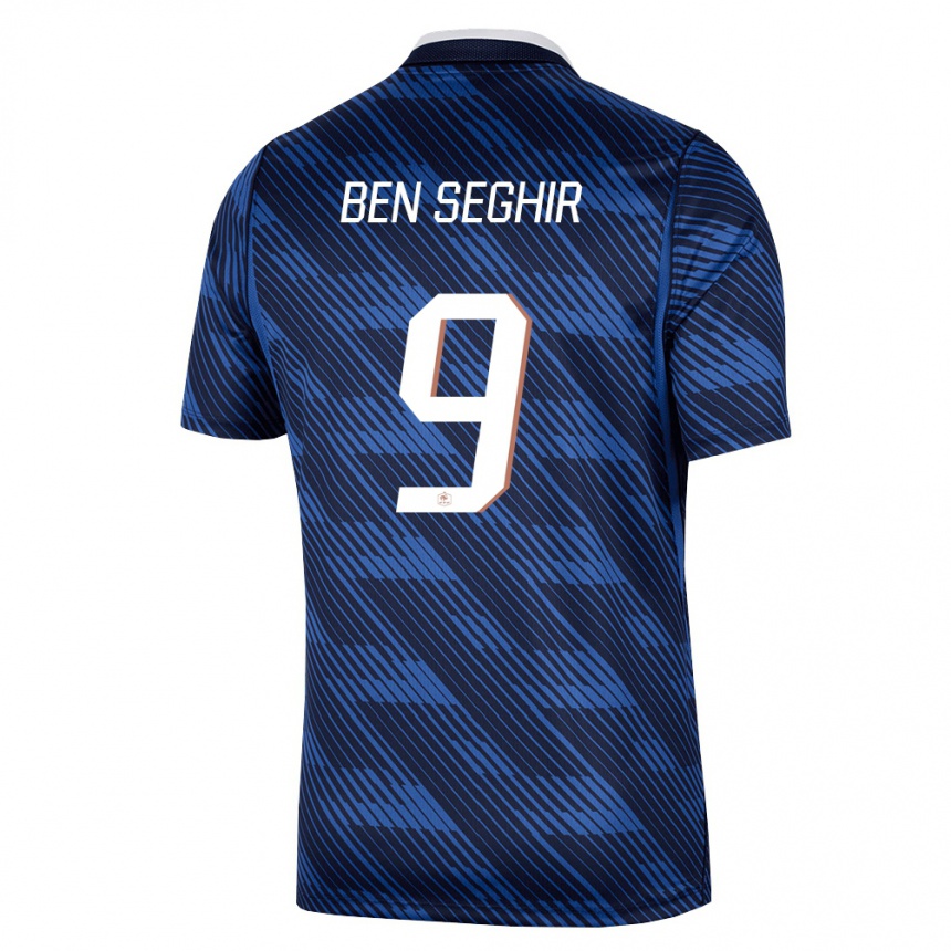 ילדים כדורגל צרפת סלים בן-סגיר #9 כהה כחול לבן ג'רזי ביתית 26-28