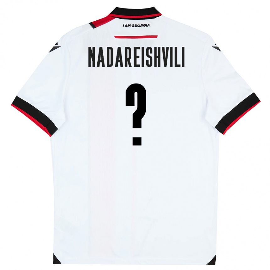 ילדים כדורגל גאורגיה Gia Nadareishvili #0 לבן שחור אדום ג'רזי ביתית 26-28