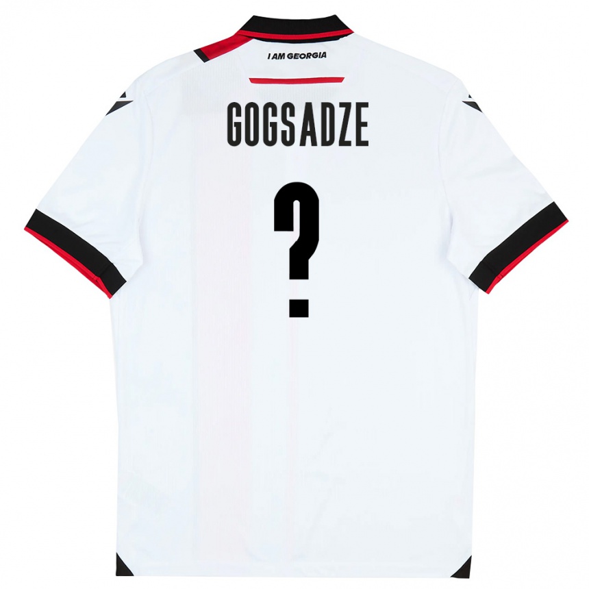 ילדים כדורגל גאורגיה Giorgi Gogsadze #0 לבן שחור אדום ג'רזי ביתית 26-28