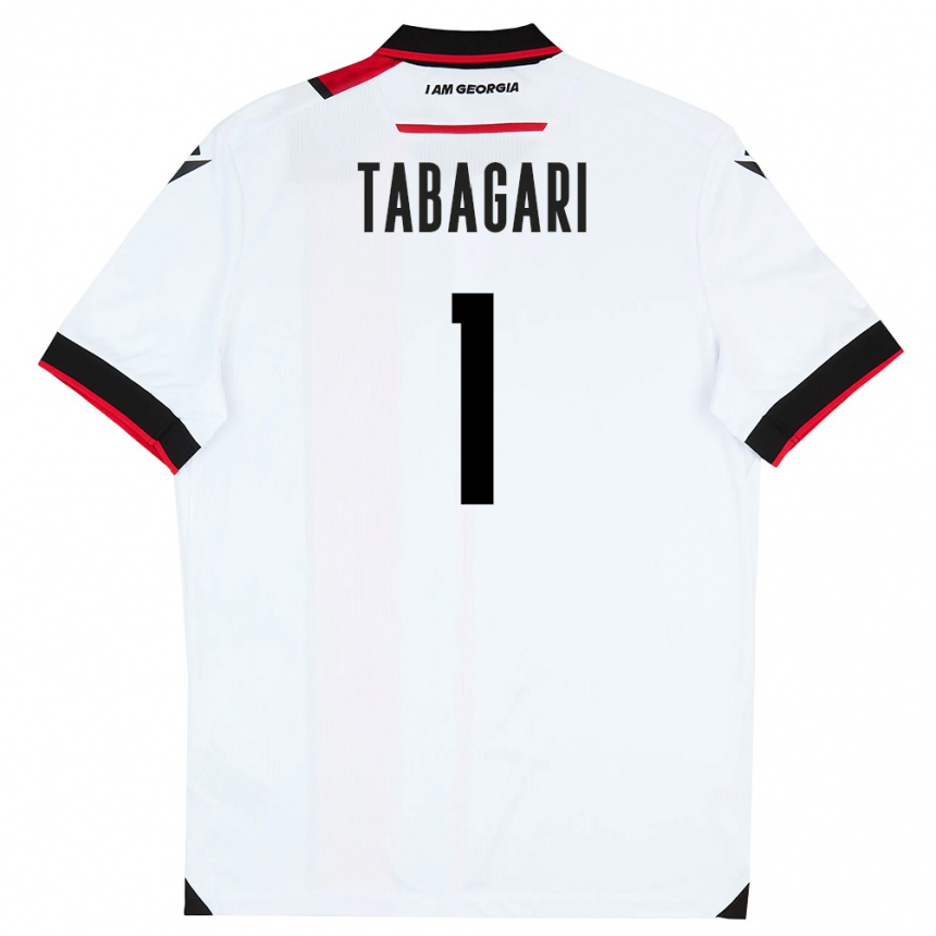 ילדים כדורגל גאורגיה Eka Tabagari #1 לבן שחור אדום ג'רזי ביתית 26-28