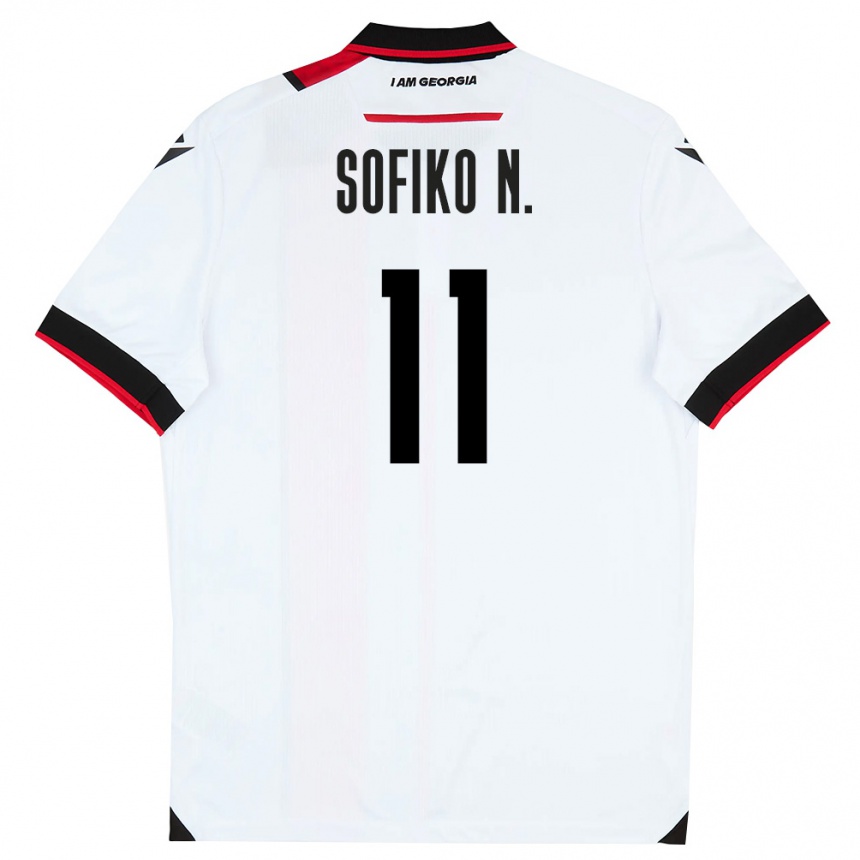ילדים כדורגל גאורגיה Sofiko Narsia #11 לבן שחור אדום ג'רזי ביתית 26-28
