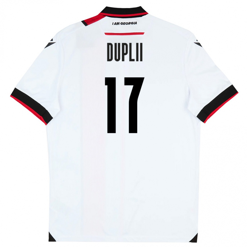 ילדים כדורגל גאורגיה Daniil Duplii #17 לבן שחור אדום ג'רזי ביתית 26-28