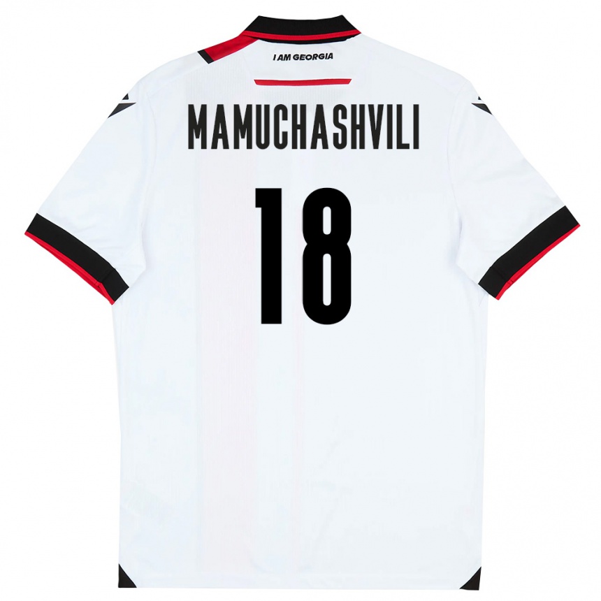 ילדים כדורגל גאורגיה Vladimer Mamuchashvili #18 לבן שחור אדום ג'רזי ביתית 26-28