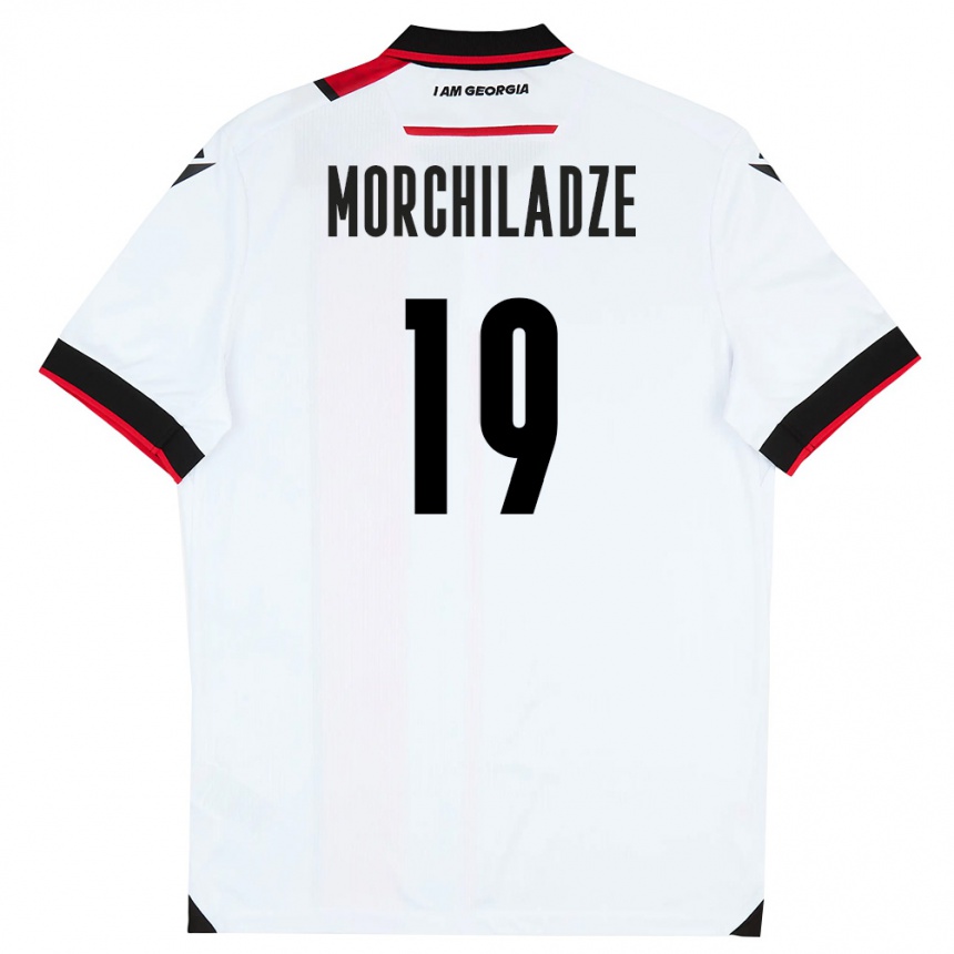 ילדים כדורגל גאורגיה Tornike Morchiladze #19 לבן שחור אדום ג'רזי ביתית 26-28