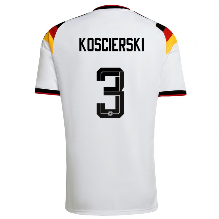 ילדים כדורגל גרמניה Kacper Koscierski #3 לבן שחור אדום ג'רזי ביתית 26-28