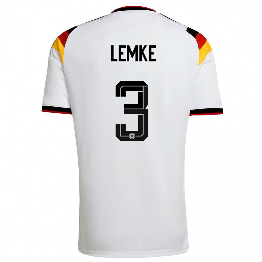 ילדים כדורגל גרמניה Louis Lemke #3 לבן שחור אדום ג'רזי ביתית 26-28