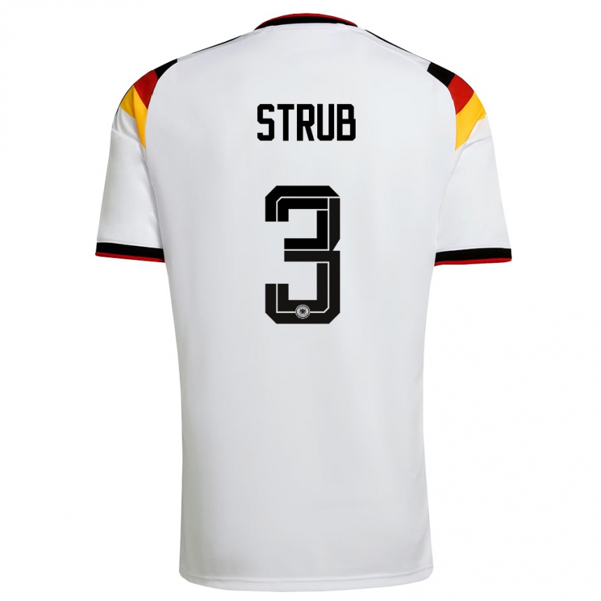 ילדים כדורגל גרמניה Jona Strub #3 לבן שחור אדום ג'רזי ביתית 26-28