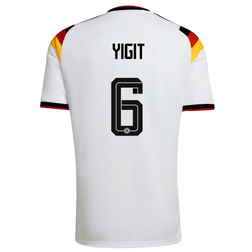 ילדים כדורגל גרמניה Ertugrul Yigit #6 לבן שחור אדום ג'רזי ביתית 26-28