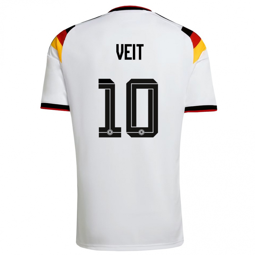 ילדים כדורגל גרמניה Jannik Veit #10 לבן שחור אדום ג'רזי ביתית 26-28
