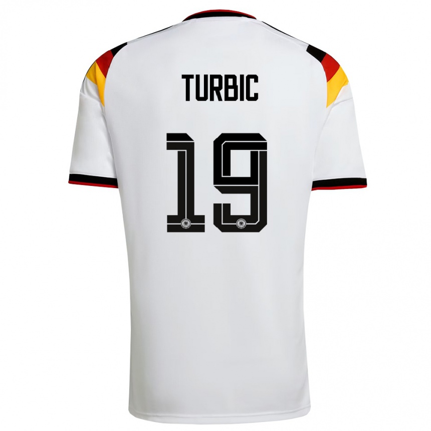 ילדים כדורגל גרמניה Vedad Turbic #19 לבן שחור אדום ג'רזי ביתית 26-28