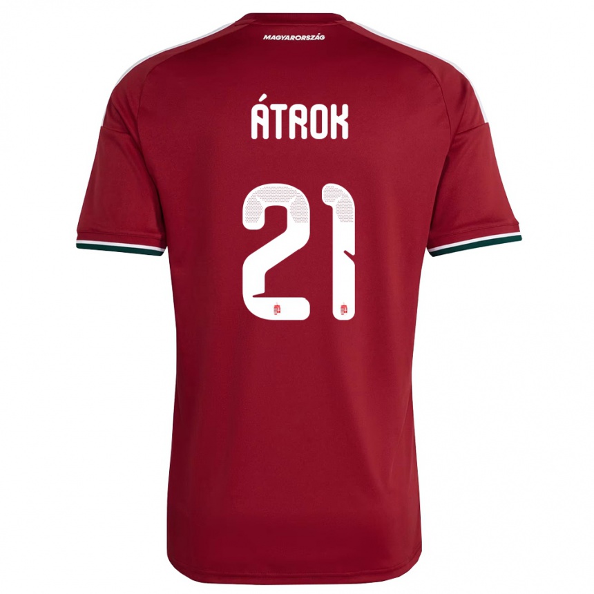 ילדים כדורגל הונגריה István Átrok #21 אדום ירוק לבן ג'רזי ביתית 26-28