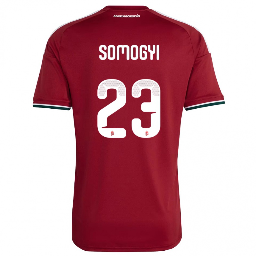 ילדים כדורגל הונגריה Tamás Somogyi #23 אדום ירוק לבן ג'רזי ביתית 26-28